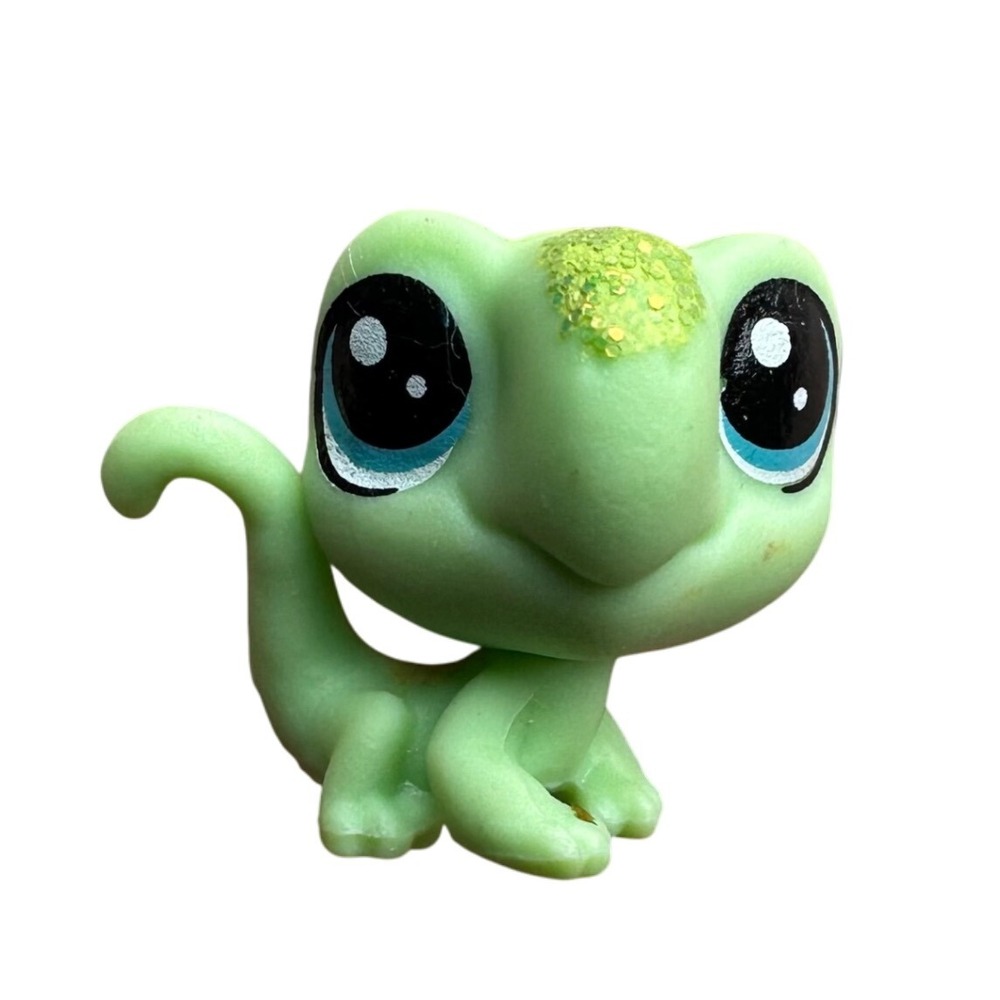 Littlest Pet Shop LPS Teensies GREEN GLITTER Iguana Lizzard
